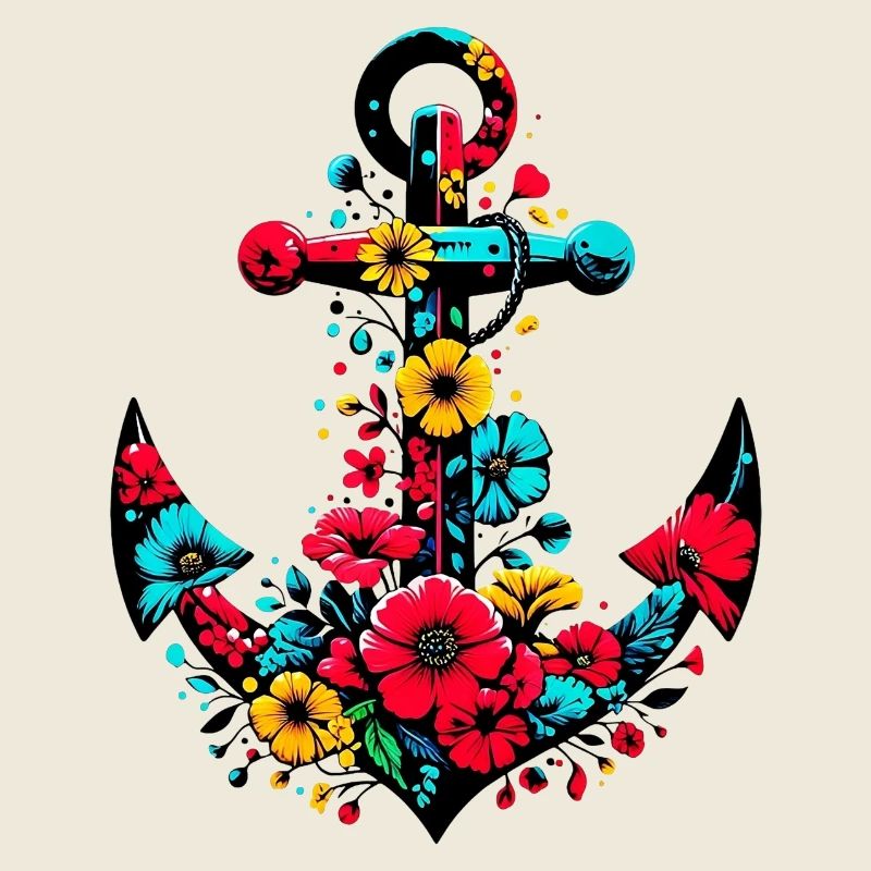 Ein Anker mit Blumen