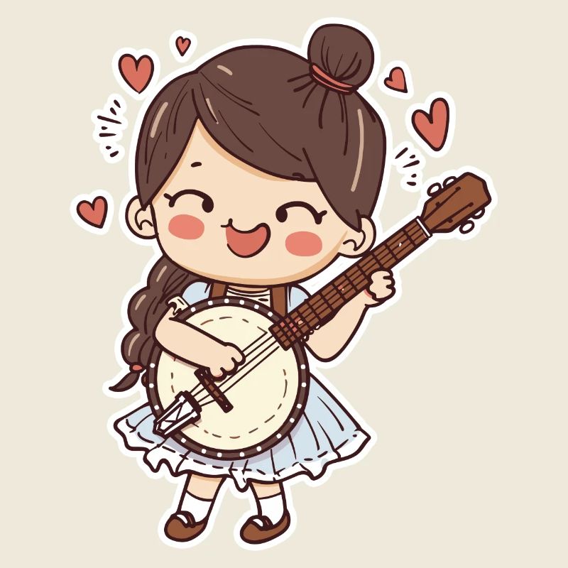Banjo player comic style