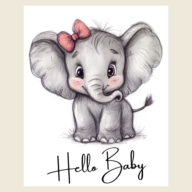 Éléphant « Hello Baby » - Design de bébé mignon