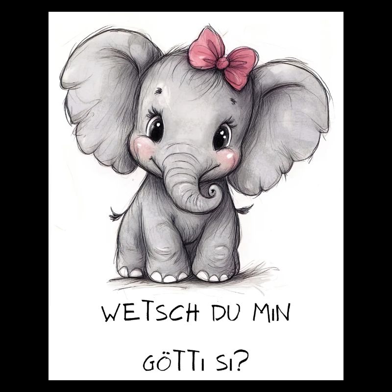 Éléphant « Wetsch du min Götti si ? » – parrain