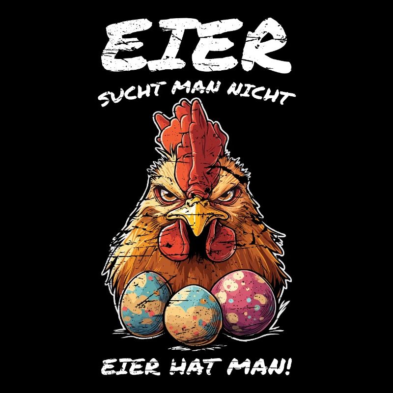 Eier sucht man nicht Hahn Ostern