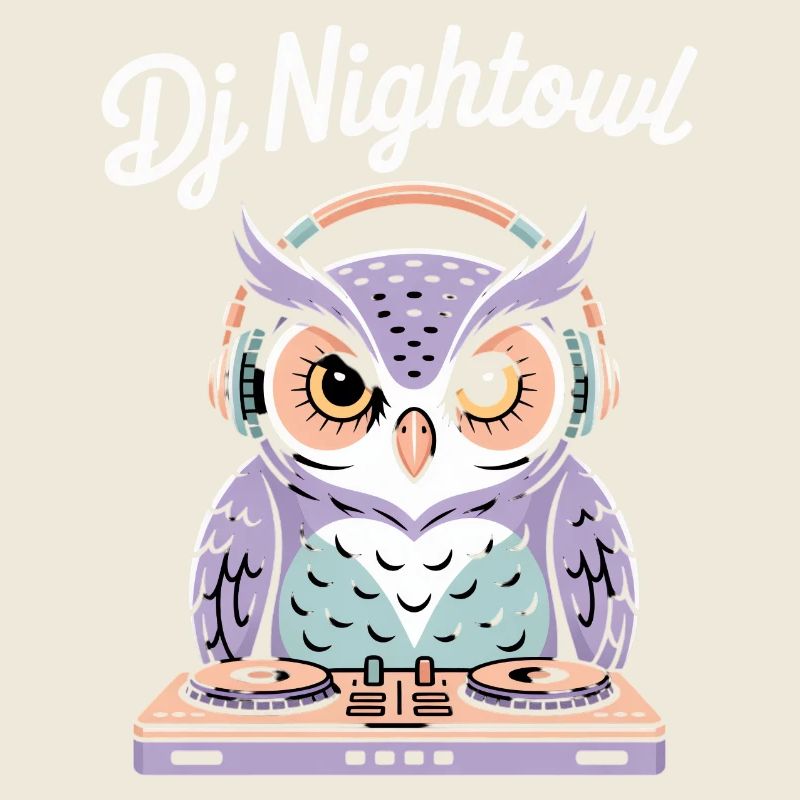 Dj Nightowl Eule Mit Kopfhörern Am Mischpult