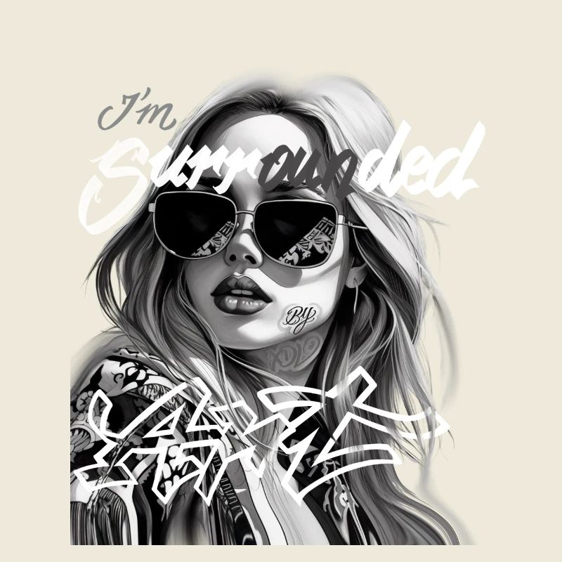 Me Surrounded by Graffiti Black and White