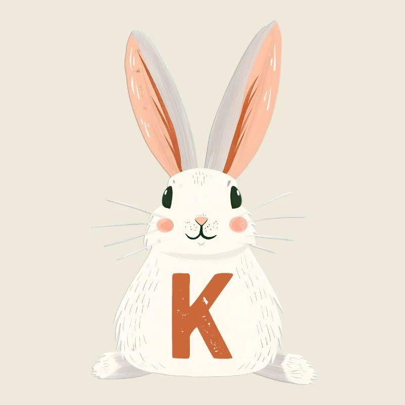 Lettre K - Lapin - Personnalisable