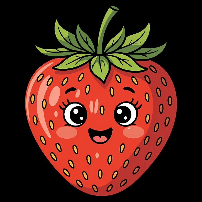 Fraise avec visage Fruit Drôle Mignon Mignon