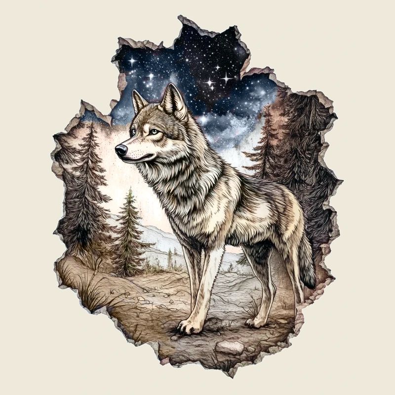 Wolf Starry Sky