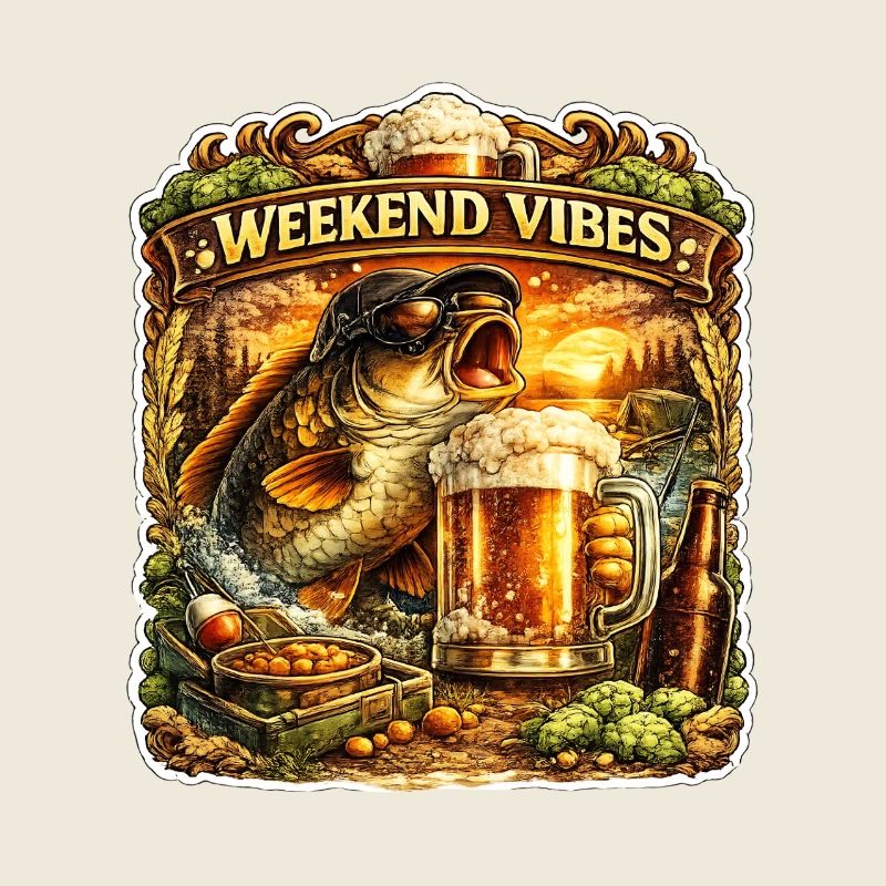 Wochenendstimmung – Lustiges Karpfenfischen-Bierdesign
