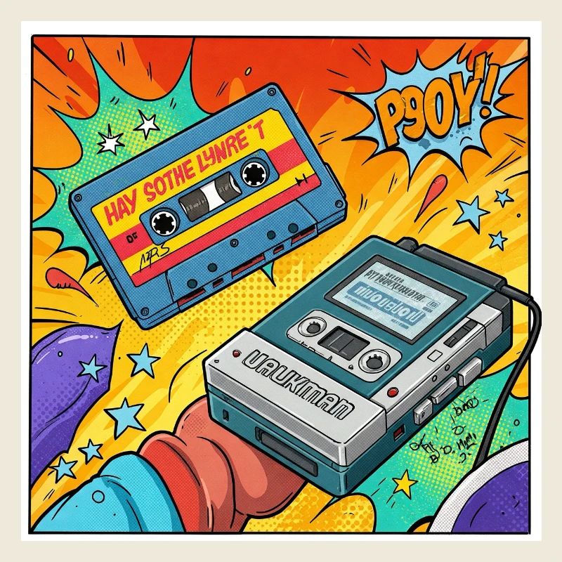 90er-Vibes: Walkman-Kult im Comic-Look
