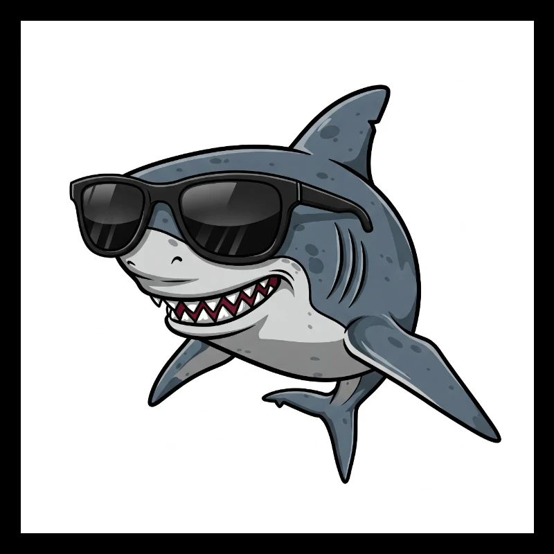 Cool shark with sunglasses
