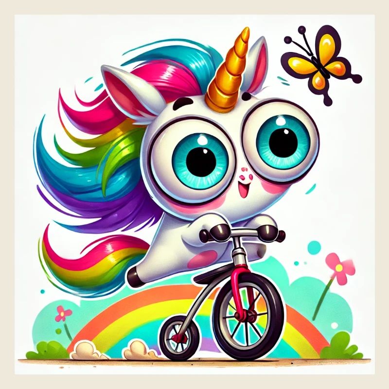 Licorne drôle sur vélo