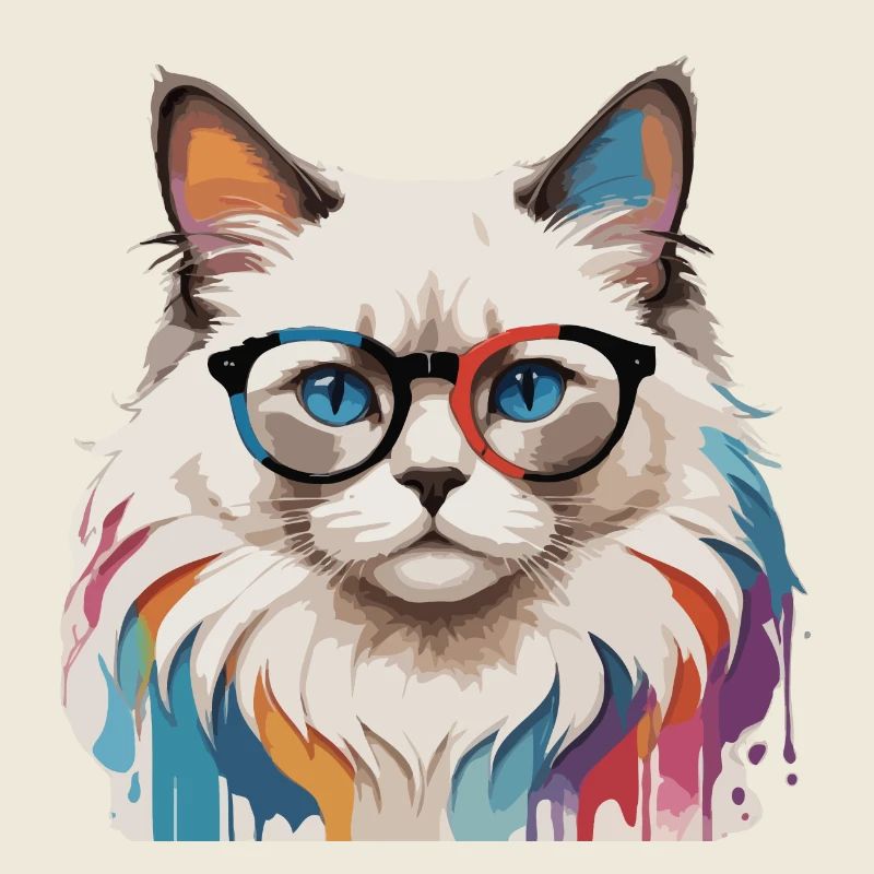 Ragdoll Cat Cute Cool With Glasses