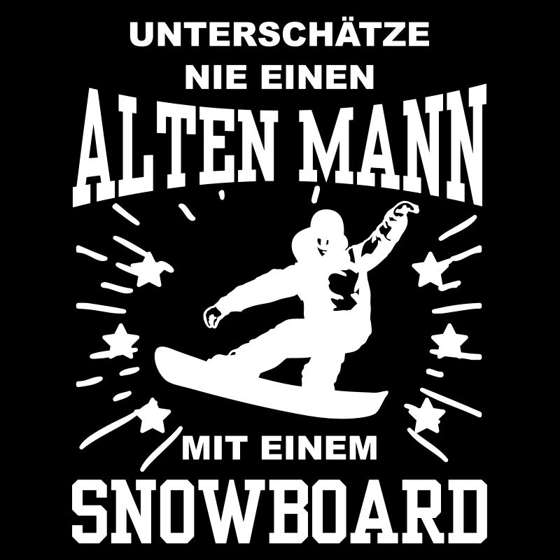 Unterschätze nie ein alten Mann mit eine Snowboard