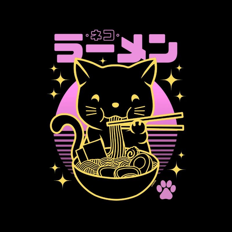 Néon rose sunset - Chat doré Ramen