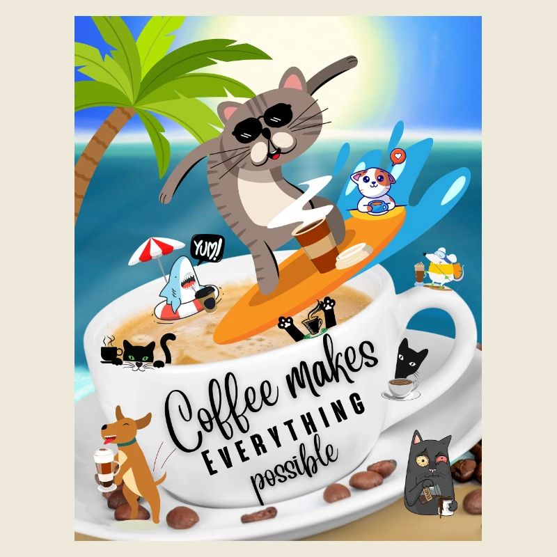 Saying Humor - Coffee makes Everything possible