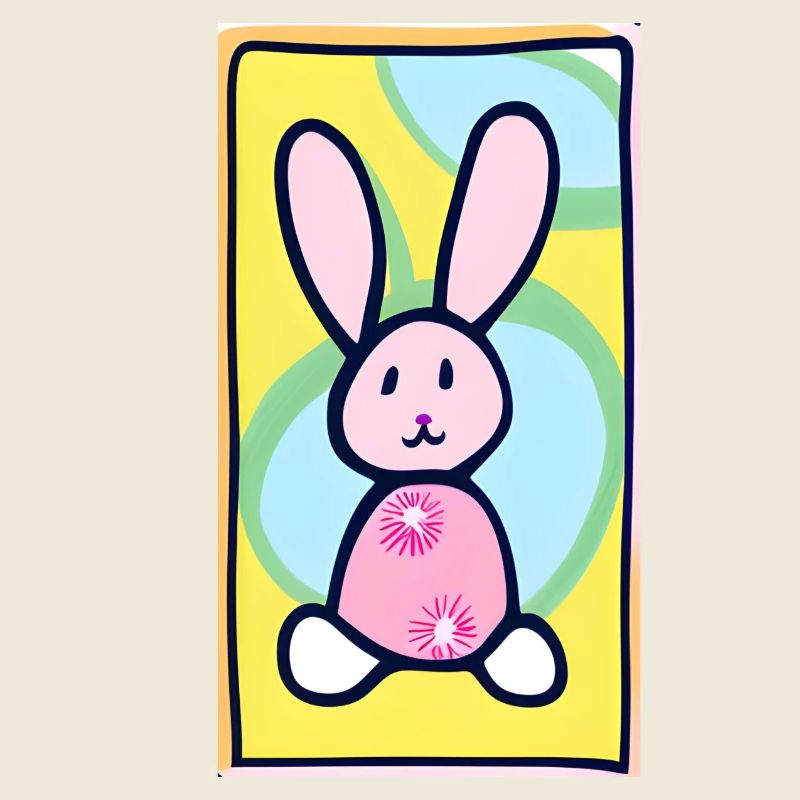 Pastel Bunny Easter Bunny on Yellow Background