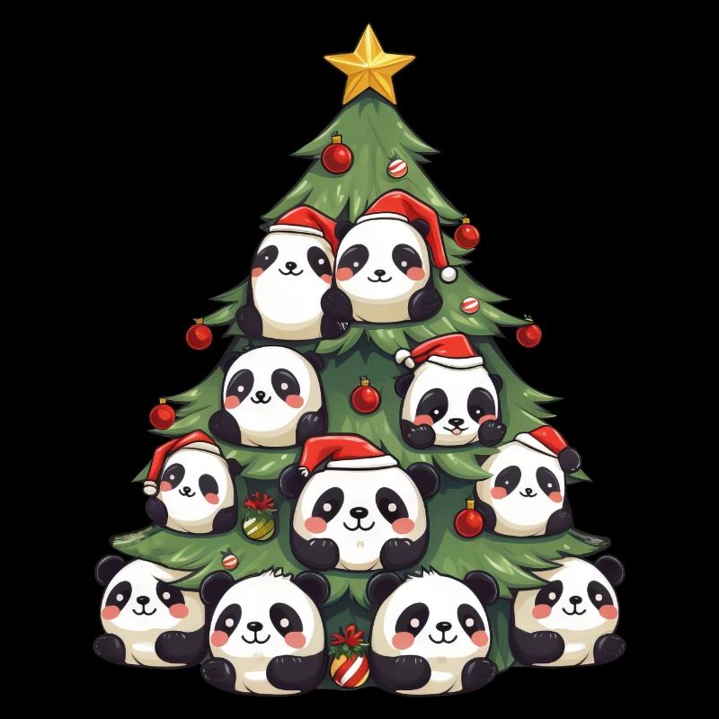 Christmas Panda - A Festive Tree with a