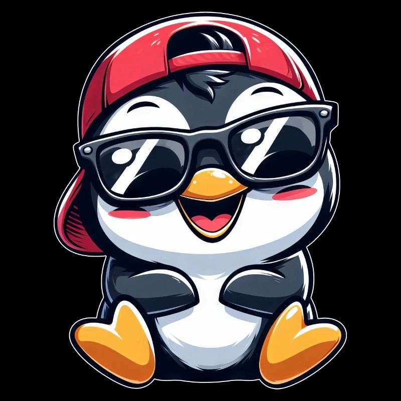 pingouin cool avec des lunettes de soleil style dessin animé