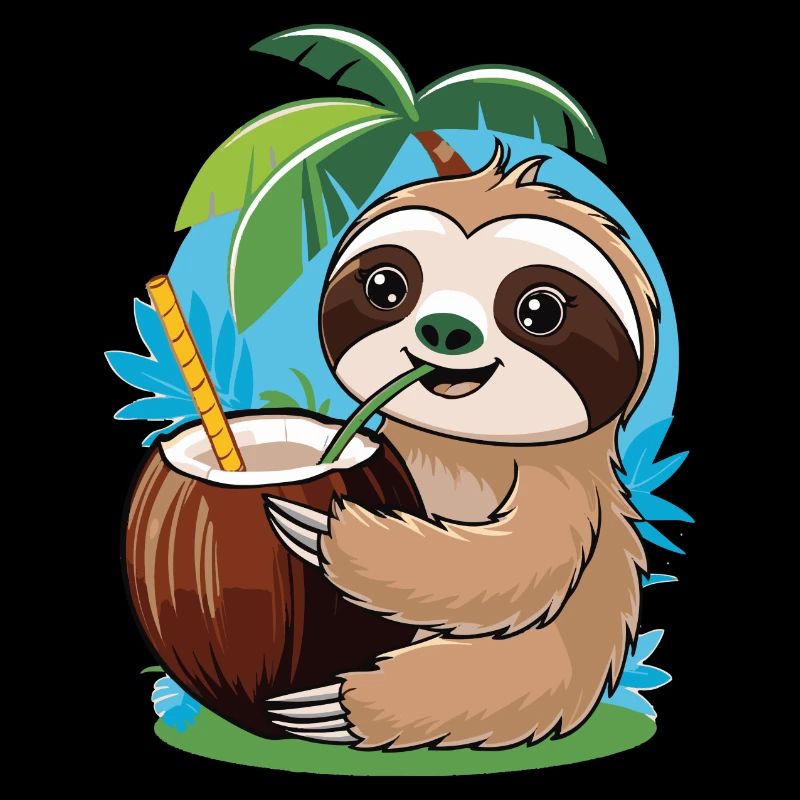 Relaxed Sloth with Coconut – Summer Vibes