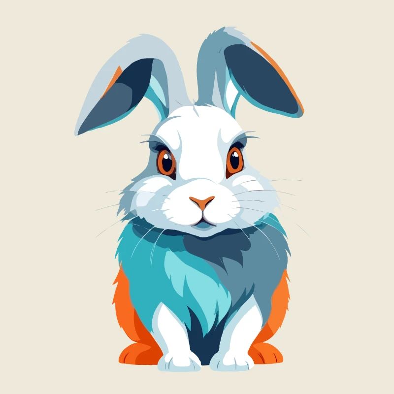 Rabbit Vector Art with Vibrant Colors Illustration