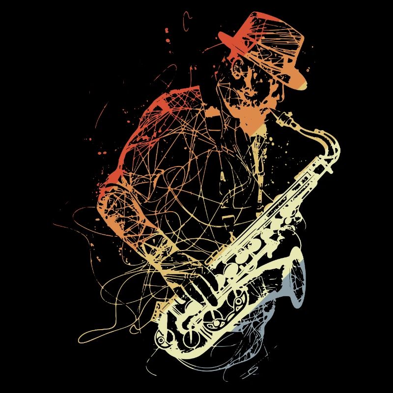Retro Saxophonspieler Zeichnung