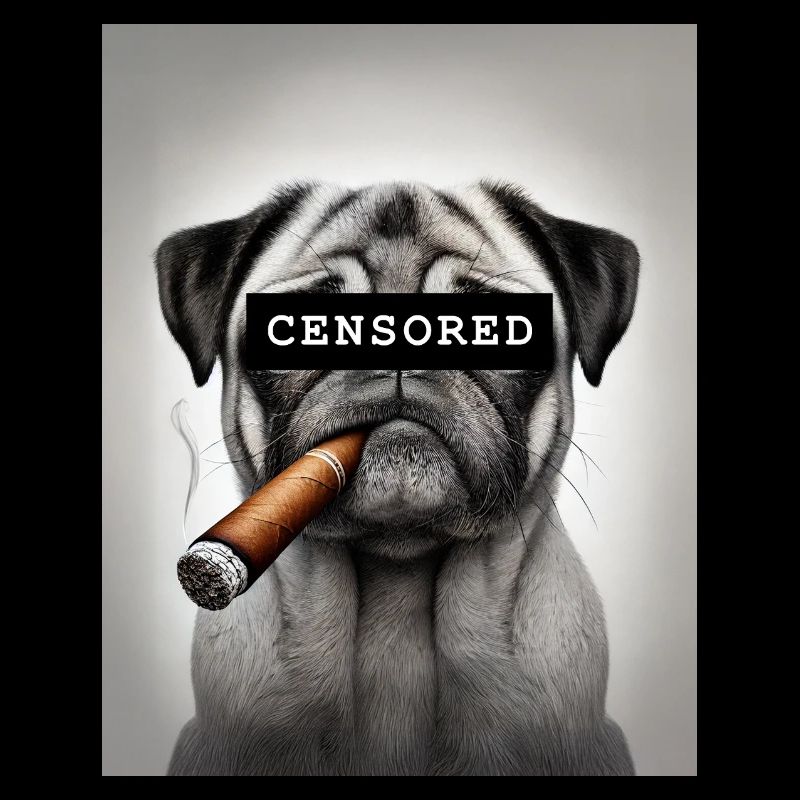 Censored Pug with Cigar
