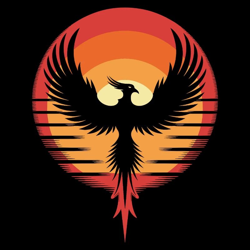 Phoenix rétro dans le style du coucher de soleil