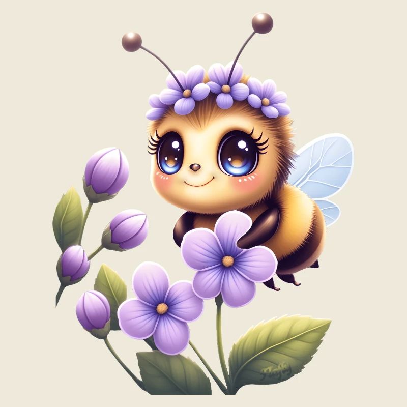 Cute Bee Among Lilac Flowers 🐝