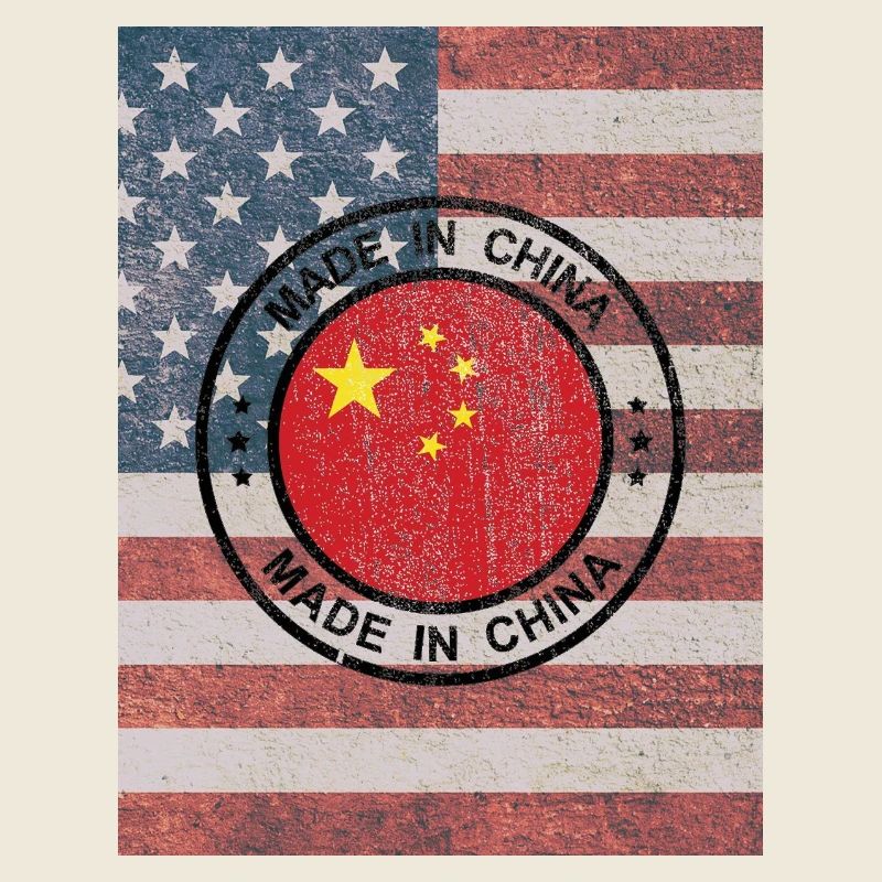 Drapeau américain avec sceau chinois