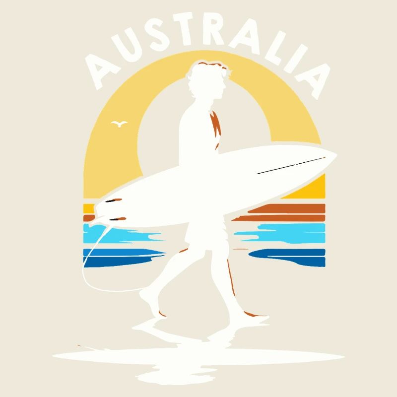 Surfeur Australie au coucher soleil