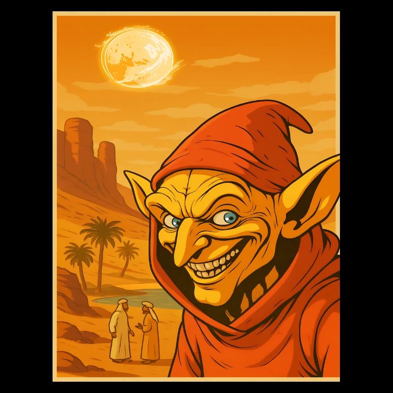 Leprechaun dans le désert au coucher du soleil