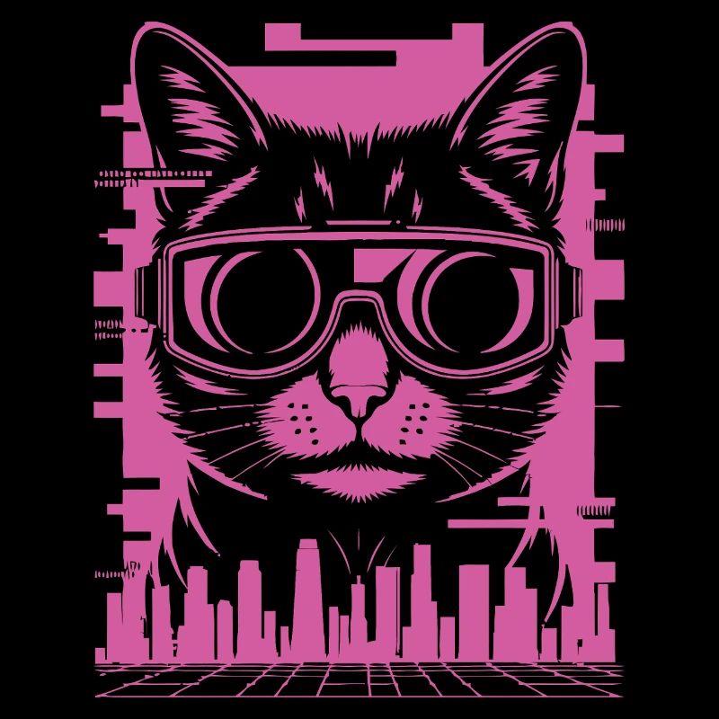 Neonkatze in Cyber-Brille