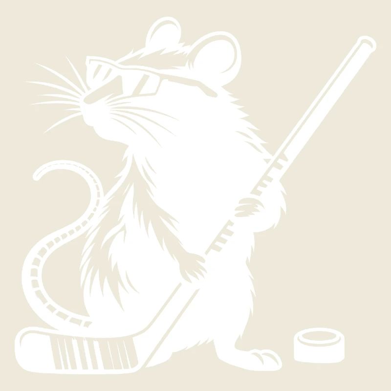 Maus Ratte Eishockeyspieler Silhouette Minimalisti
