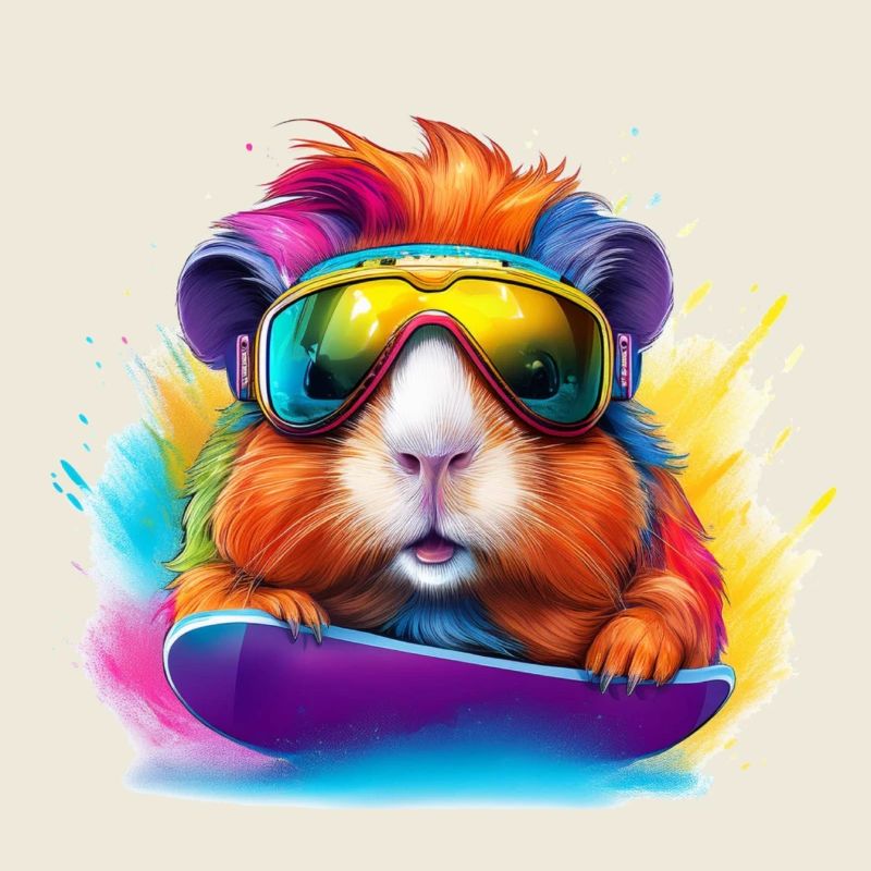 Cool guinea pig snowboard surfboard