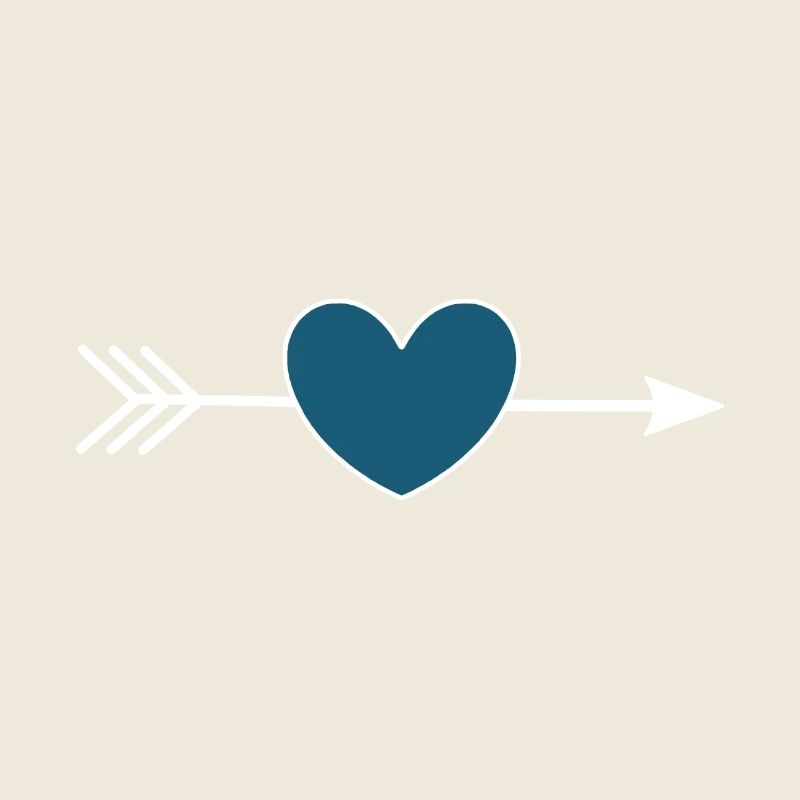 Coeur bleu avec flèche Saint-Valentin