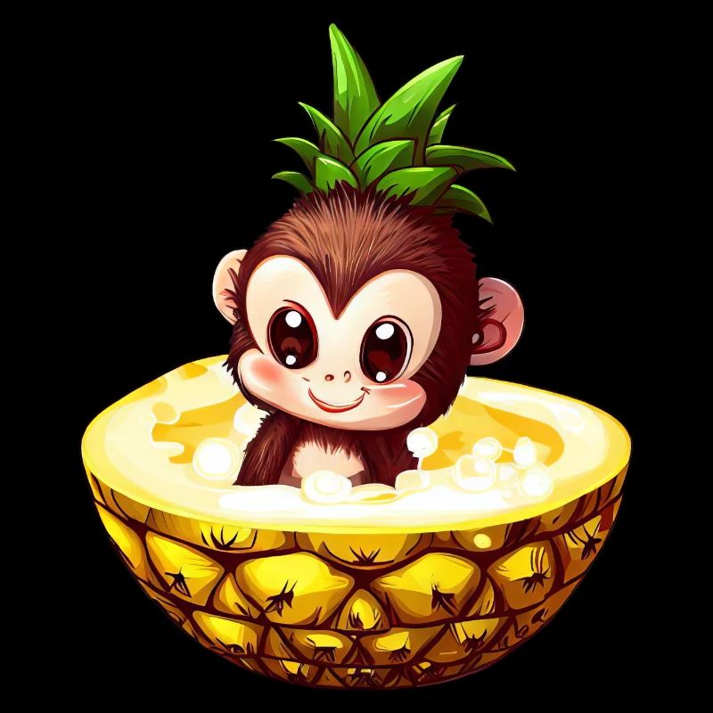 Affe Schimpanse mit Ananas, Lustiges Tropendesign