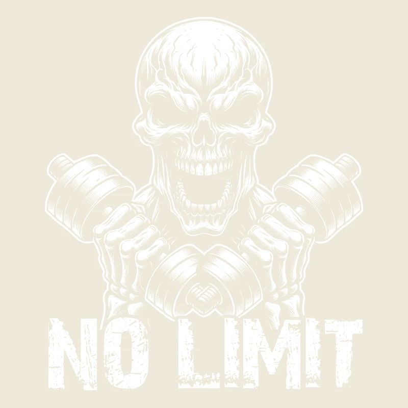 No Limit Workout Bodybuilding Skull mit Hantel