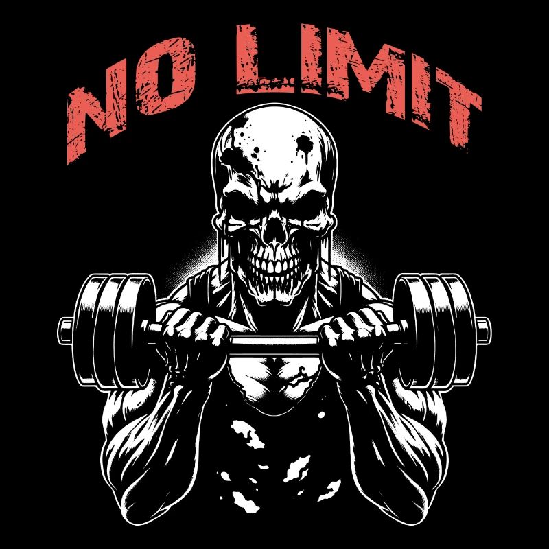 Crâne de musculation No Limit Workout avec haltère