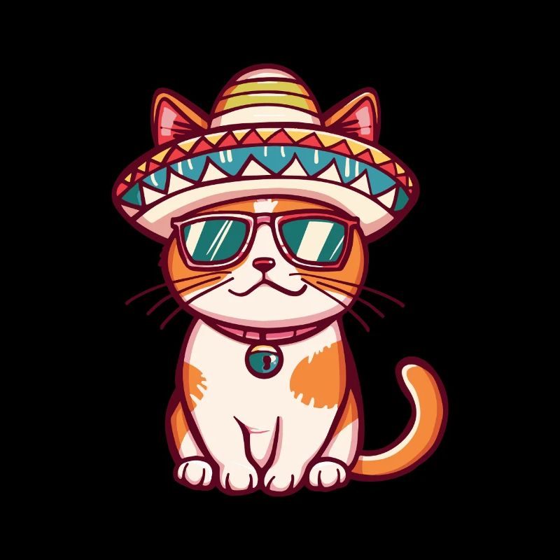Chat Bande Dessinée Drôle Sombrero