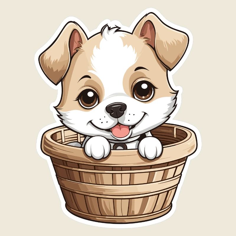 Chien mignon dans un panier pour chien