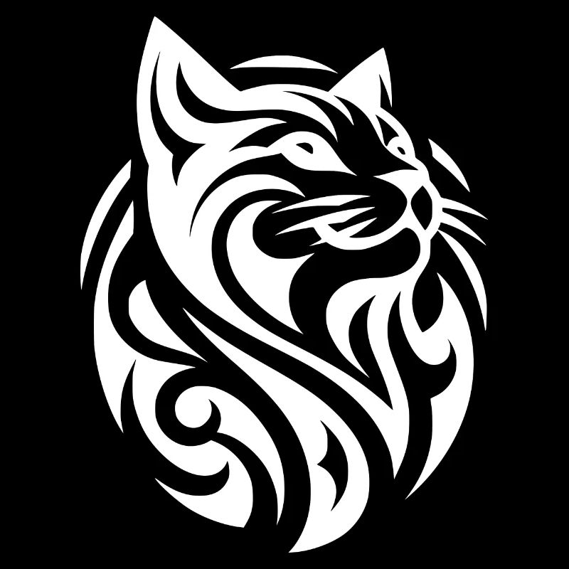 Geometric Tribal Tattoo Cats Head
