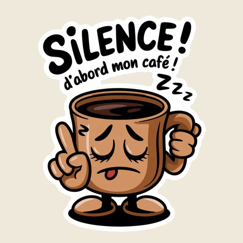 silence! D'abord mon café - humour