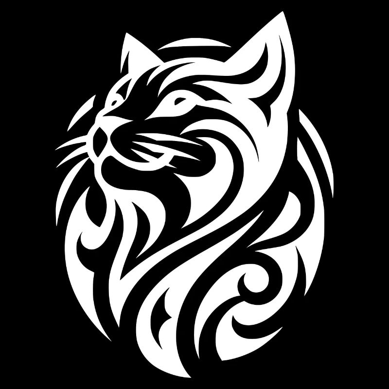 Tatouage de chat minimaliste avec des rayures