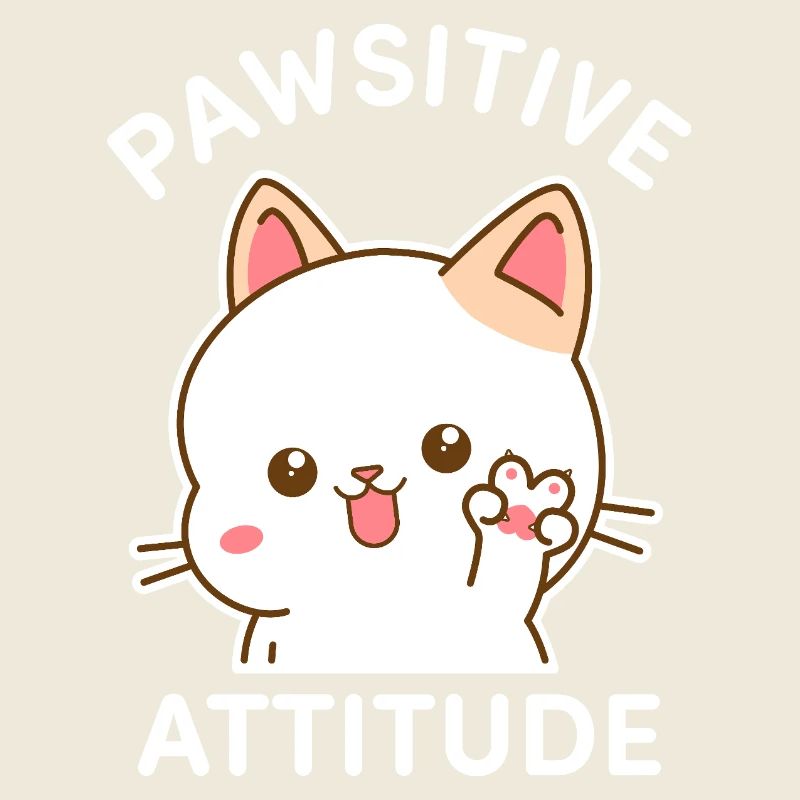 Pawsitive Attitude - Chat faisant le signe V