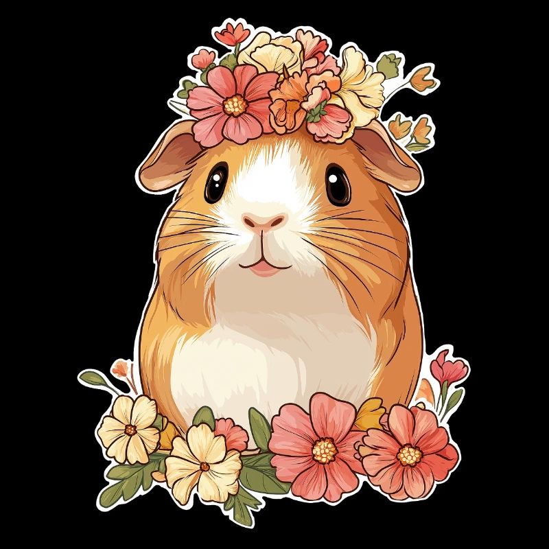 Guinea pig with flowers