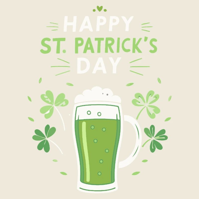 Verre vert Saint-Patrick et trèfles