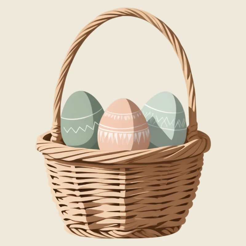 Pastell-Eier im Körbchen