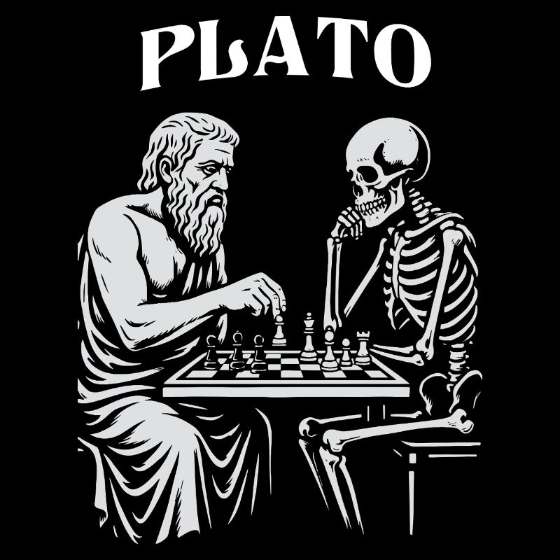 Platon et Skeleton jouant aux échecs