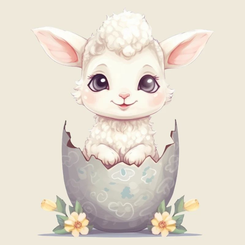 süßes Lamm in Eierschale - Liebenswertes