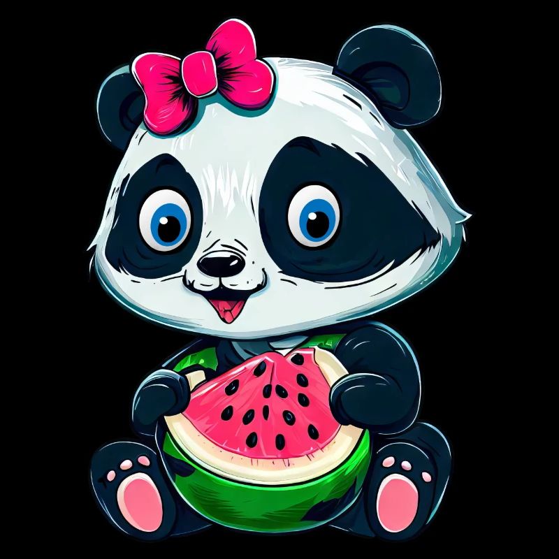 Süßes Panda-Mädchen mit Wassermelone