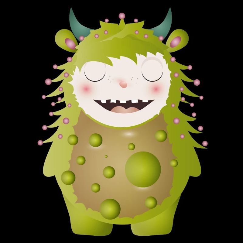 Monstre vert mignon avec des cornes